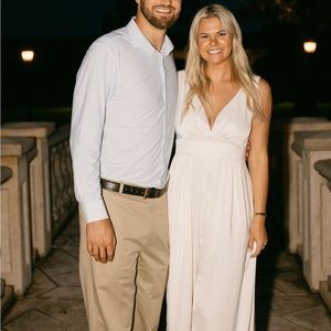 BHLDN WHITE SATIN JUMPSUIT